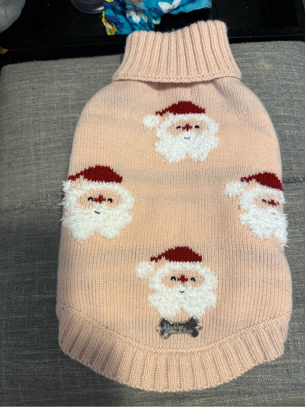 Holiday Santa Knit Dog Sweater - Pink